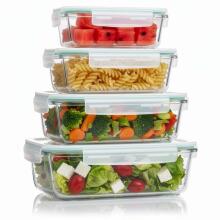 Food storage containers, kitchen with lids, 4 pcs., glass, transparent