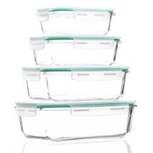 Food storage containers, kitchen with lids, 4 pcs., glass, transparent