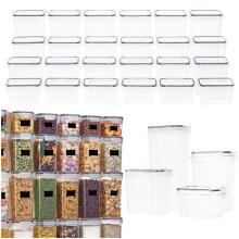 Containers, kitchen organizers for food, set of 24 with stickers, transparent
