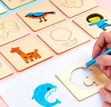 Wooden Drawing Stencil Kit Art.277479  Koka trafareti,3 gab