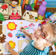 Wooden Drawing Stencil Kit Art.277479  Koka trafareti,3 gab
