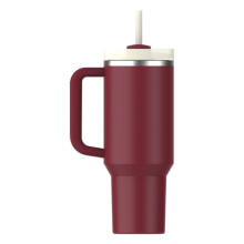 Thermos mug with straw The Quencher H2.O FlowState Tumbler 1.18L dark red