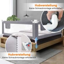 Bed Rail Art.278758 Grey Gultas drošības barjera, 200 cm, aizsargbarjera bērniem