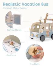 Robud Wooden Walker Multifunctional Art.278767 Деревянные многофункциональные детские ходунки на колесах с конструктором, игровой набор