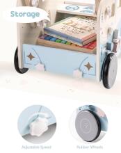Robud Wooden Walker Multifunctional Art.278767 Деревянные многофункциональные детские ходунки на колесах с конструктором, игровой набор