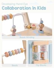Robud Wooden Walker Multifunctional Art.278767 Деревянные многофункциональные детские ходунки на колесах с конструктором, игровой набор