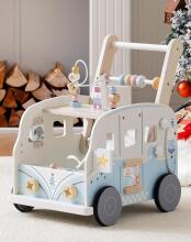 Robud Wooden Walker Multifunctional Art.278767 Деревянные многофункциональные детские ходунки на колесах с конструктором, игровой набор