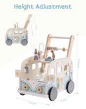 Robud Wooden Walker Multifunctional Art.278767 Деревянные многофункциональные детские ходунки на колесах с конструктором, игровой набор