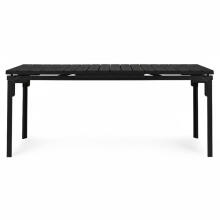 Izvelkamais dārza galds 180–240 cm 12 cilvēkiem, tērauds un HDPE, melns MultiGarden