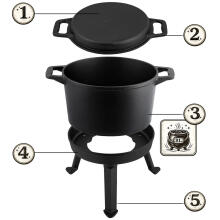 Removable Cast Iron Pot 8L Pot + Grill Pan BD-480 348000