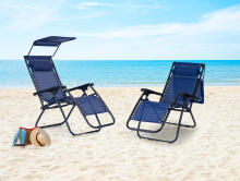 Garden beach lounger, adjustable backrest, movable roof MultiGarden- blue