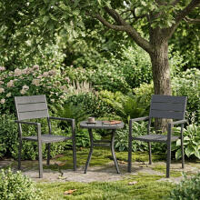 Set of 2 garden chairs for terrace balcony HDPE steel gray MultiGarden
