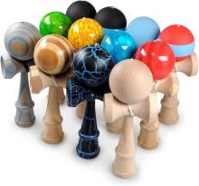Ganzoo Kendama Beech Wood, Original Japanese Traditional Wooden Sports Equipment with Ball, String and Catch Plate for Skill/Balancing, Gift Idea (Blue/Black)