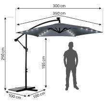 Salokāms dārza saulessargs 6 segmenti 350 cm ar pārvalku un gaismām Plonos PL-882