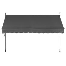 Balkona Saules Aizsargs 300x120 cm, Augstuma Regulējams, Ūdensizturīgs ar Roku Ratu Pelēks MultiGarden