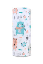 Diaper - 20269  - FLANNEL PRINT - EGA - ZWIERZĘTA LEŚNE - TURKUS /BEIGIE- size 70x80 cm