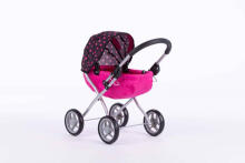 Pram for Doll  - 9325 - SUSIE -  BLACK and PINK DOTS