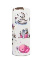 Подгузник - 30015 - TETRA PRINT - EGA - DINO & WULKAN - РОЗОВЫЙ - размер 70x80 см