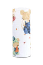 Diaper - 30480 - TETRA PRINT - EGA - MOUSE on the BIKE - BEIGE- size 70x80 cm
