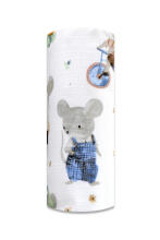 Diaper - 30473 - TETRA PRINT - EGA - MOUSE on the BIKE - GREY - size 70x80 cm