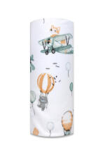 Autiņš - 30732 - FLANEĻA DRUKA - EGA - LAPSA LIDMAŠĪNĀ - ZAĻA - izmērs 70x80 cm