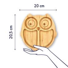 Bamboo Wood Plate Art.285595  Koka šķīvis ar piesūcekni un nodalījumiem