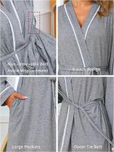 Italian Fashion Women Bathrobe Long Sleeve Art.285955 Grey Peldmētelis(halāts)grūtniecēm