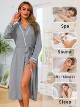 Italian Fashion Women Bathrobe Long Sleeve Art.285955 Grey Peldmētelis(halāts)grūtniecēm