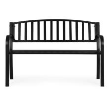 Dārza sola ar atzveltni 120×50 cm, metāla, parka stils, melns, MultiGarden