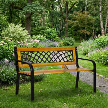 Деревянная садовая скамейка с ажурной спинкой 118×52 см, парк стиля, MultiGarden