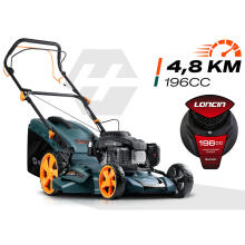 Benzīna zāles pļāvējs ar piedziņu 51 cm 70 l Loncin 196cc + eļļa Humberg HM-601