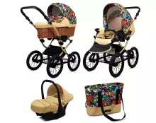 Babylux Classic Art.286133 Green Daisy  Детская классическая коляска 3 в 1
