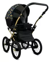 Babylux Margaret Gold Art.286152 Black Grey  Детская классическая коляска 3 в 1