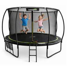 LEAN Dārza Trampolīns ar Iekšējo Tīklu Melns un Zaļš 427CM 14FT