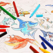 DA Coloring Tablecloth Sea Animals  Art.KDTS0001 Krāsojamais galdauts - Jūras dzīvnieki
