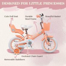 Glerc Kids Bike Wheels Collas 12'  Art.287138 Peach Children's two-wheeled bicycle with additional wheels