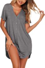 Italian Fashion Night Dress Art.287193 Dark Grey Maternity/Nursing Nightgown