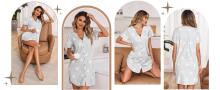 Italian Fashion Night Dress Art.287195 Grey Star  Naktskrekliņs grūtniecēm / barošanai
