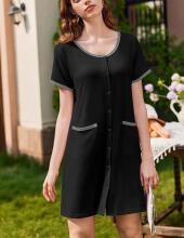 Italian Fashion Night Dress Art.287291 Grey/Black Maternity/Nursing Nightgown