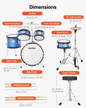 Vevor 5 Piece Drum Kit  Musical Instrument Drum  Art.287555 Komplekts- mūzikālās bungas
