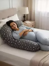 La Bebe™ Moon Cotton Maternity Pillow Art. 5-171 Wild Life. Liels spilvens grūtniecēm ar memory putām (īpaši mīksts un kluss pildījums, kas pielagojas ķermenim)
