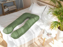 La Bebe™ Cushy Maternity Pillow Art.91911 Green Daudzfunkcionāls spilvens grūtniecēm (U Shaped), sintepona pildīšana, 155x80cm
