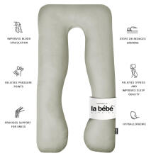 La Bebe™ Cushy Maternity Pillow Art.91911 Green Daudzfunkcionāls spilvens grūtniecēm (U Shaped), sintepona pildīšana, 155x80cm