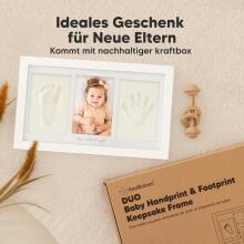 Baby Handprint and Footprint Maker Set Art for Baby Art.288165 Vintage White Triple wooden frame