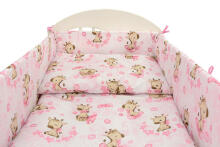 Bedding set - 6  parts - 120/90/360 - GIRAFFE - PINK
