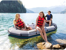 Inflatable boat Mariner 3 for 3 persons paddles pump fishing rod holders and motor mount INTEX 68373