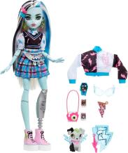 Monster High Frankie Stein Art.HXH73 Doll – Electrifying College Style with Watzie & Accessories (Articulated Figure)
