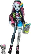 Monster High Frankie Stein Art.HXH73 Doll – Electrifying College Style with Watzie & Accessories (Articulated Figure)