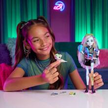 Monster High Frankie Stein Doll – Cropped Sweater & Faux Leather Skirt with Watzie & 7 Accessories