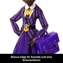 Monster High x Wednesday Bianca Barclay lelle – Nevermore akadēmijas stils ar sirēnas amuletu un aksesuāriem
